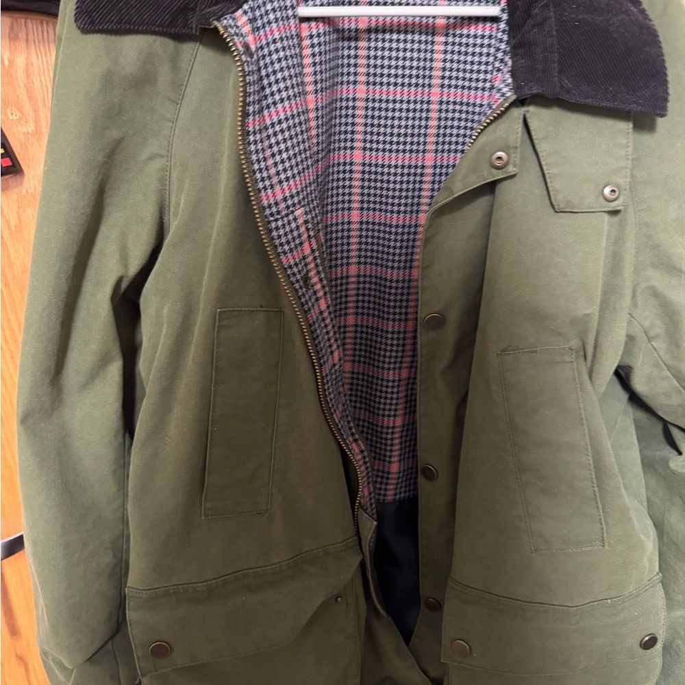 Allen Edmonds Green Military Field Jacket with Plaid Lining